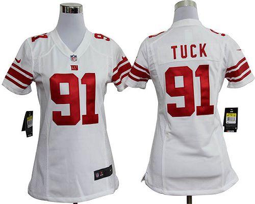  Giants #91 Justin Tuck White Women's Stitched NFL Elite Jersey