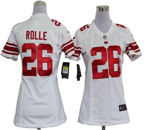  Giants #26 Antrel Rolle White Women's Stitched NFL Elite Jersey