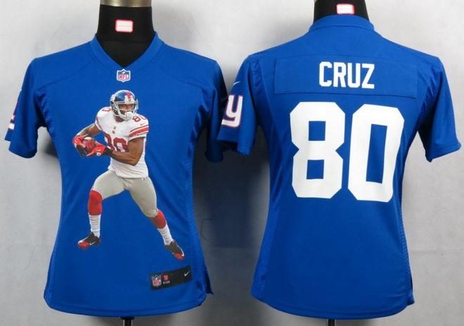  Giants #80 Victor Cruz Royal Blue Team Color Women's Portrait Fashion NFL Game Jersey