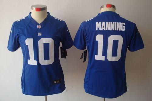  Giants #10 Eli Manning Royal Blue Team Color Women's Stitched NFL Limited Jersey