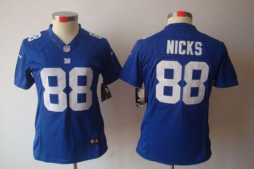  Giants #88 Hakeem Nicks Royal Blue Team Color Women's Stitched NFL Limited Jersey