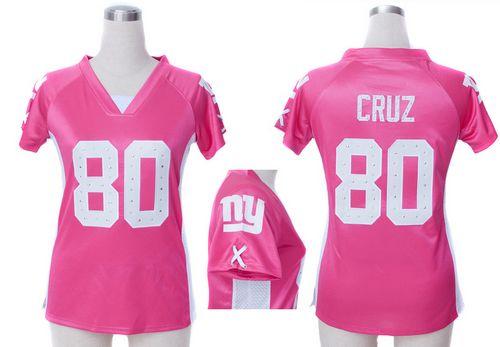 Giants #80 Victor Cruz Pink Draft Him Name & Number Top Women's Stitched NFL Elite Jersey