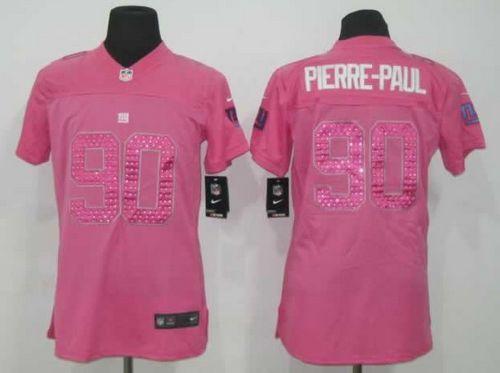  Giants #90 Jason Pierre Paul Pink Sweetheart Women's Stitched NFL Elite Jersey