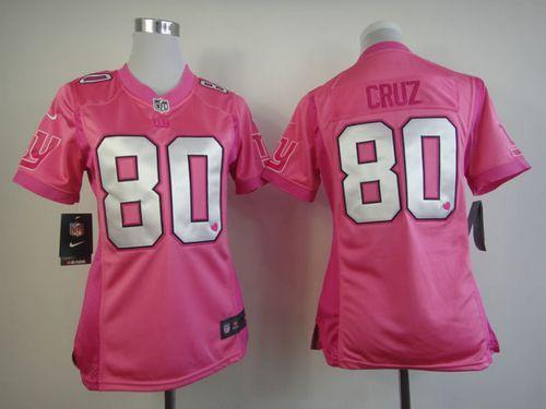  Giants #80 Victor Cruz Pink Women's Be Luv'd Stitched NFL Elite Jersey