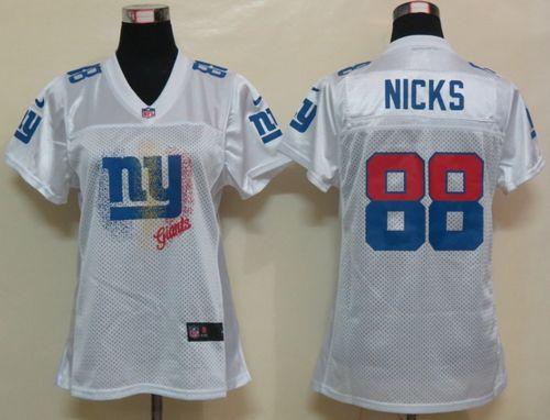 Giants #88 Hakeem Nicks White Women's Fem Fan NFL Game Jersey