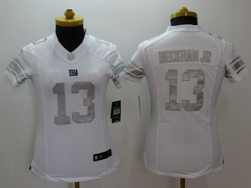 Giants #13 Odell Beckham Jr Royal White Women's Stitched NFL Limited Platinum Jersey