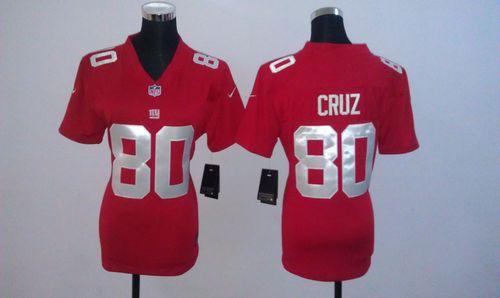  Giants #80 Victor Cruz Red Alternate Women's Stitched NFL Elite Jersey