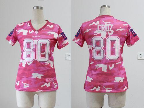  Giants #80 Victor Cruz Pink Women's Stitched NFL Elite Camo Fashion Jersey