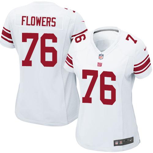  Giants #76 Ereck Flowers White Women's Stitched NFL Elite Jersey