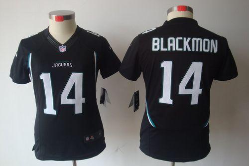  Jaguars #14 Justin Blackmon Black Alternate Women's Stitched NFL Limited Jersey