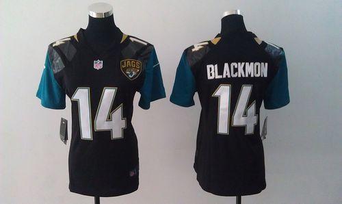  Jaguars #14 Justin Blackmon Black Alternate Women's Stitched NFL Elite Jersey