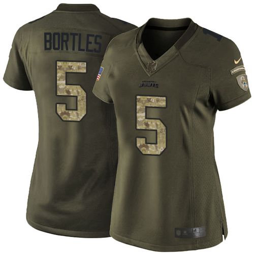  Jaguars #5 Blake Bortles Green Women's Stitched NFL Limited Salute to Service Jersey