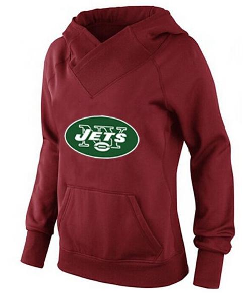 Women's New York Jets Logo Pullover Hoodie Red