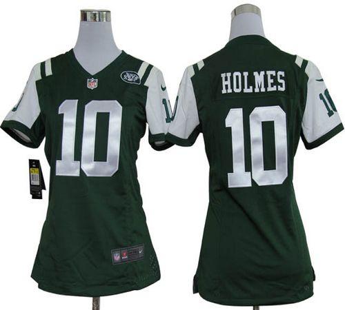  Jets #10 Santonio Holmes Green Team Color Women's Stitched NFL Elite Jersey