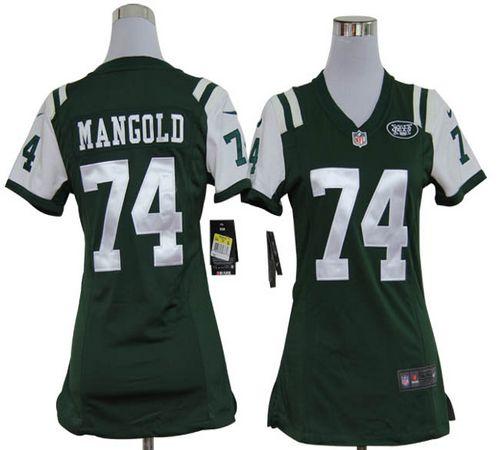  Jets #74 Nick Mangold Green Team Color Women's Stitched NFL Elite Jersey