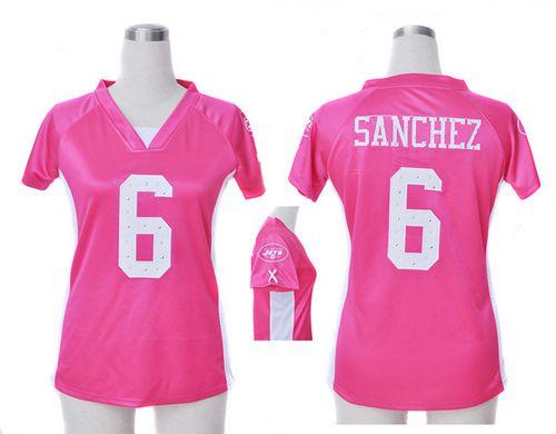  Jets #6 Mark Sanchez Pink Draft Him Name & Number Top Women's Stitched NFL Elite Jersey