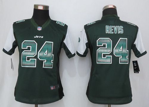  Jets #24 Darrelle Revis Green Team Color Women's Stitched NFL Elite Strobe Jersey
