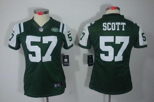  Jets #57 Bart Scott Green Team Color Women's Stitched NFL Limited Jersey