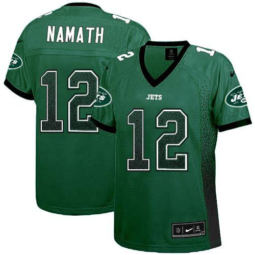  Jets #12 Joe Namath Green Team Color Women's Stitched NFL Elite Drift Fashion Jersey