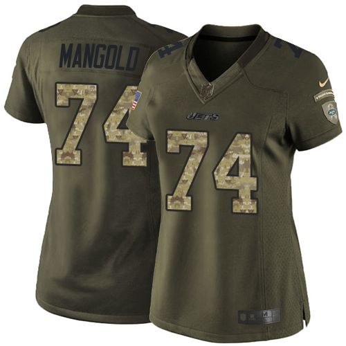  Jets #74 Nick Mangold Green Women's Stitched NFL Limited Salute to Service Jersey