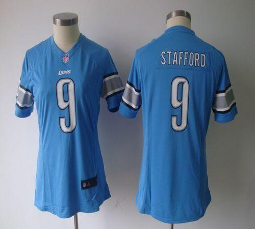  Lions #9 Matthew Stafford Light Blue Team Color Women's NFL Game Jersey
