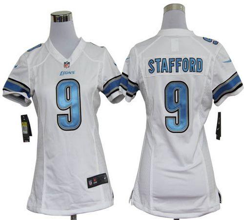  Lions #9 Matthew Stafford White Women's Stitched NFL Elite Jersey