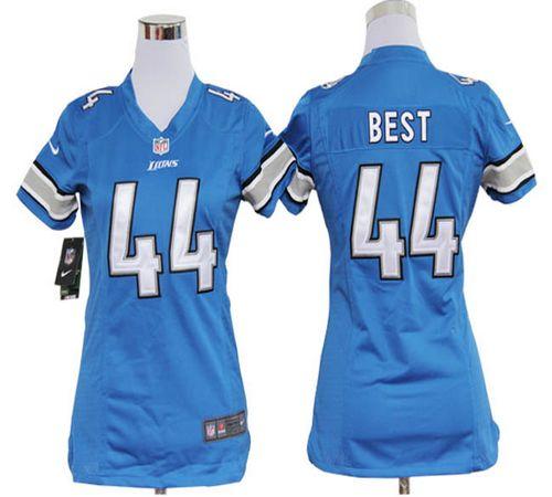  Lions #44 Jahvid Best Light Blue Team Color Women's Stitched NFL Elite Jersey