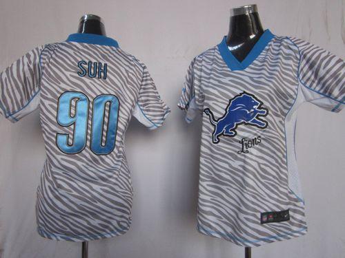  Lions #90 Ndamukong Suh Zebra Women's Stitched NFL Elite Jersey