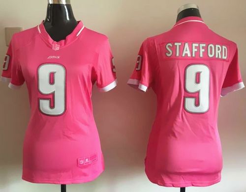  Lions #9 Matthew Stafford Pink Women's Stitched NFL Elite Bubble Gum Jersey