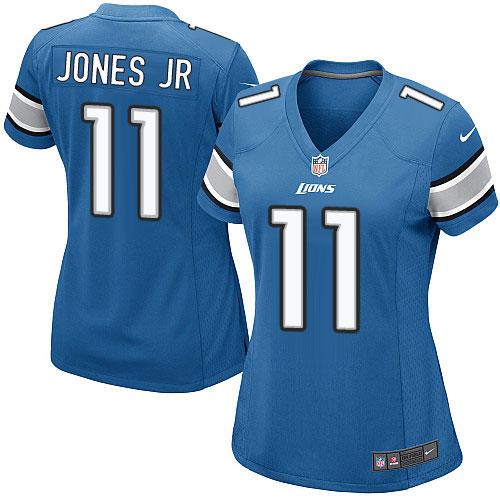  Lions #11 Marvin Jones Jr Light Blue Team Color Women's Stitched NFL Elite Jersey