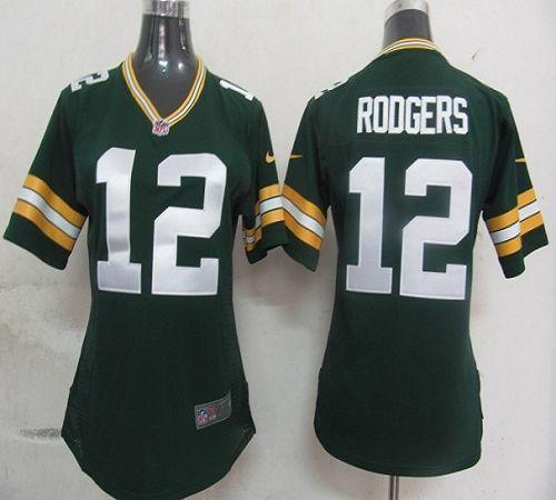 Packers #12 Aaron Rodgers Green Team Color Women's Stitched NFL Elite Jersey