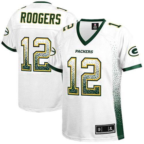  Packers #12 Aaron Rodgers White Women's Stitched NFL Elite Drift Fashion Jersey