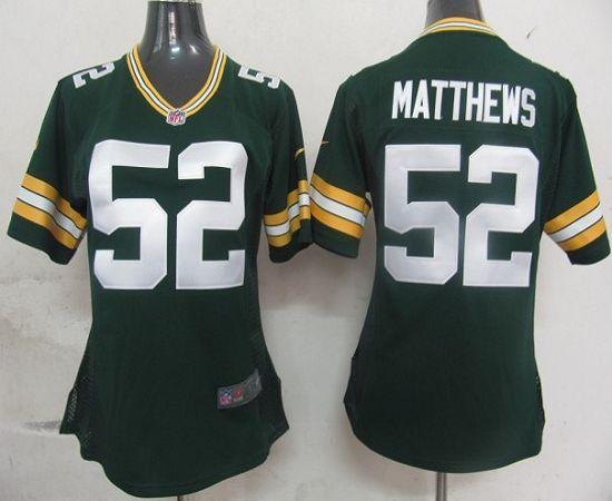  Packers #52 Clay Matthews Green Team Color Women's Stitched NFL Elite Jersey