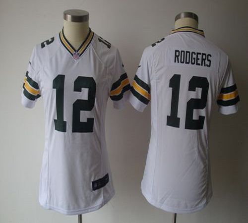  Packers #12 Aaron Rodgers White Women's NFL Game Jersey