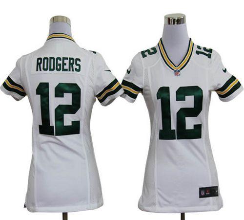  Packers #12 Aaron Rodgers White Women's Stitched NFL Elite Jersey