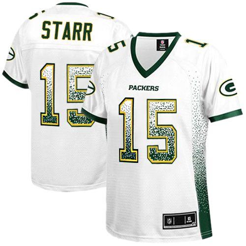  Packers #15 Bart Starr White Women's Stitched NFL Elite Drift Fashion Jersey