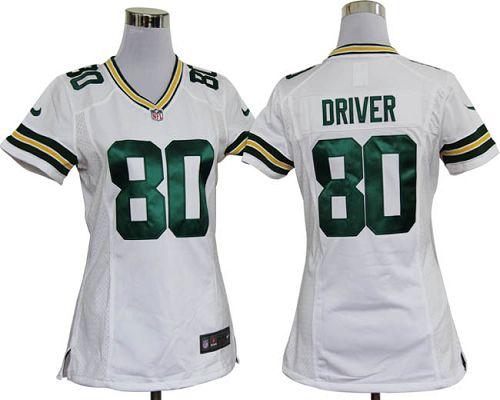  Packers #80 Donald Driver White Women's Stitched NFL Elite Jersey