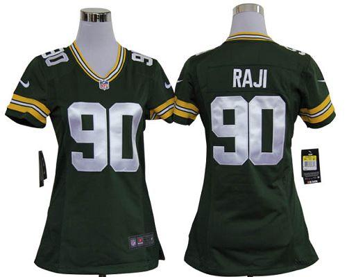  Packers #90 B.J. Raji Green Team Color Women's Stitched NFL Elite Jersey