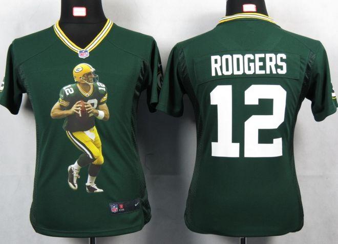  Packers #12 Aaron Rodgers Green Team Color Women's Portrait Fashion NFL Game Jersey