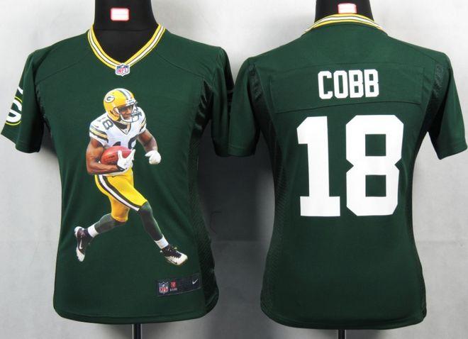  Packers #18 Randall Cobb Green Team Color Women's Portrait Fashion NFL Game Jersey