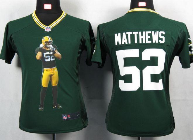  Packers #52 Clay Matthews Green Team Color Women's Portrait Fashion NFL Game Jersey