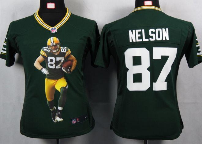  Packers #87 Jordy Nelson Green Team Color Women's Portrait Fashion NFL Game Jersey