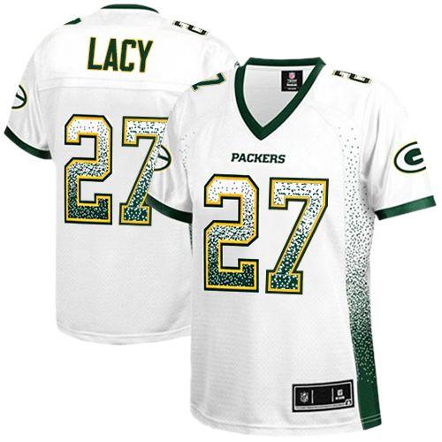  Packers #27 Eddie Lacy White Women's Stitched NFL Elite Drift Fashion Jersey