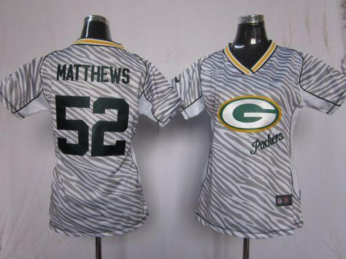  Packers #52 Clay Matthews Zebra Women's Stitched NFL Elite Jersey