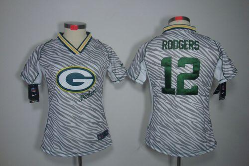  Packers #12 Aaron Rodgers Zebra Women's Stitched NFL Elite Jersey