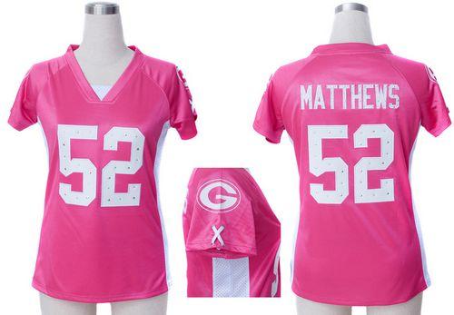  Packers #52 Clay Matthews Pink Draft Him Name & Number Top Women's Stitched NFL Elite Jersey