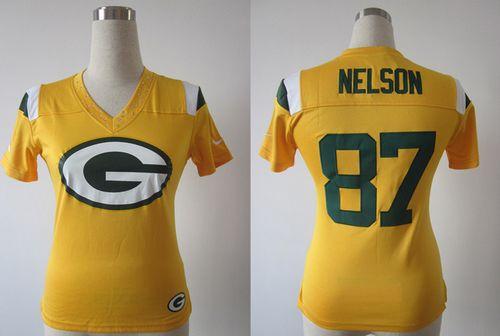  Packers #87 Jordy Nelson Yellow Women's Stitched NFL Team Diamond Elite Jersey