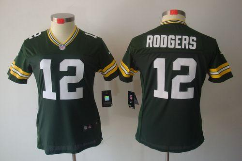  Packers #12 Aaron Rodgers Green Team Color Women's Stitched NFL Limited Jersey