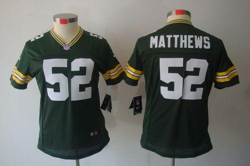  Packers #52 Clay Matthews Green Team Color Women's Stitched NFL Limited Jersey