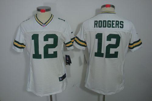  Packers #12 Aaron Rodgers White Women's Stitched NFL Limited Jersey